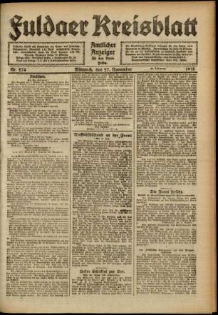 Ausgabe vom Mittwoch, den 27. November 1918.