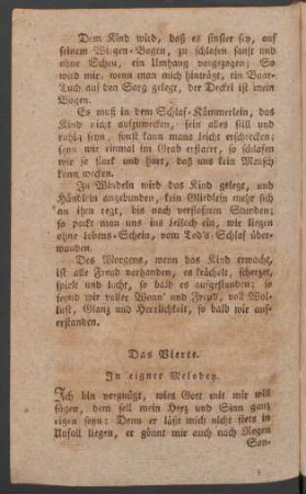 Das Vierte. Jn eigner Melodey.