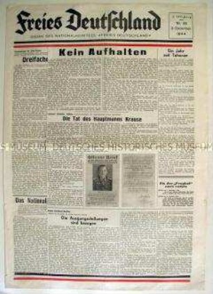 Wochenzeitung des NKFD "Freies Deutschland" mit Kriegsberichten von verschiedenen Fronten