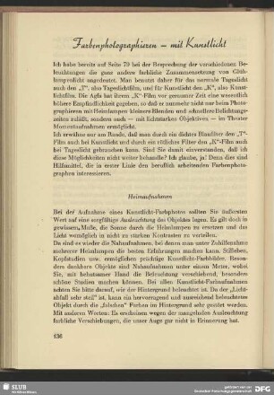 Farbenphotographieren - mit Kunstlicht