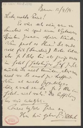Brief an Karl Klindworth : 12.04.1894