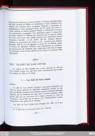 XXVI XXV. Vilayet De Gazi Aintab