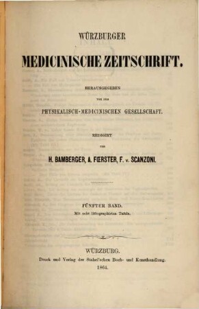 Würzburger medicinische Zeitschrift. 5, 5. 1864