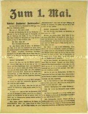 Flugblatt der KPD gegen die SPD und Aufruf zum 1. Mai 1919