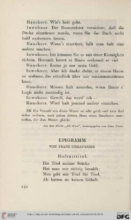 Epigramm von Franz Grillparzer