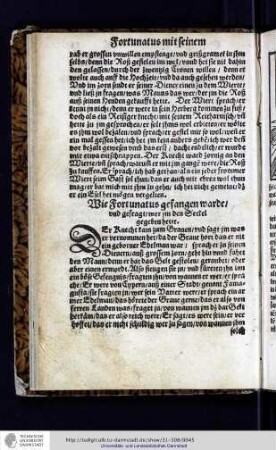 Wie Fortunatus gefangen warde vnd gefragt, wer im den Seckel gegeben hette. (B. 21 verso - 23 recto)