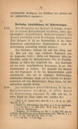 13. Vorläufige Straffestsetzung bei Uebertretungen