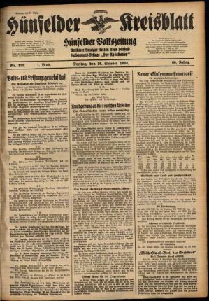 Erste Ausgabe vom Freitag, den 26. Oktober 1934.