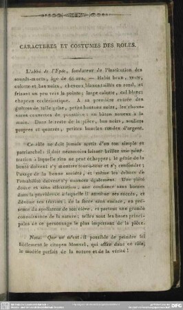 Caracteres Et Costumes Des Roles