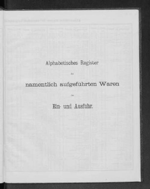 Alphabetisches Verzeichnis der namentlich aufgeführten Waren der Ein- und Ausfuhr.