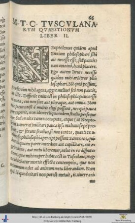 Marci Tullii Ciceronis Tusculanarum Quaestionum Liber II