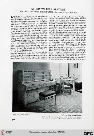 Neugestaltete Klaviere: auf der III. deutschen Kunstgewerbe-Ausstellung Dresden 1906