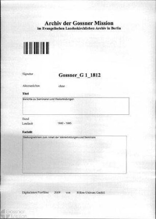 Berichte zu Seminaren und Weiterbildungen