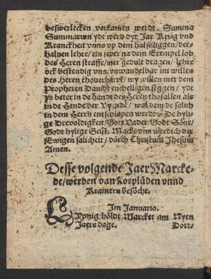 Desse volgende Jaer Marckede/ werden van Korplüden unnd Kramern besöcht.