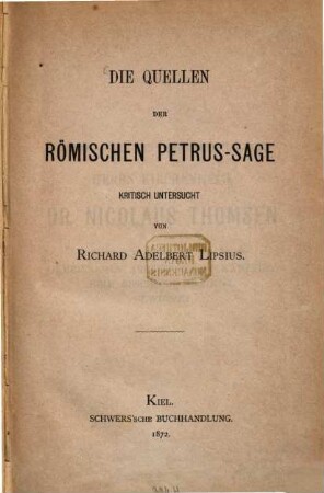 Die Quellen der römischen Petrus-Sage