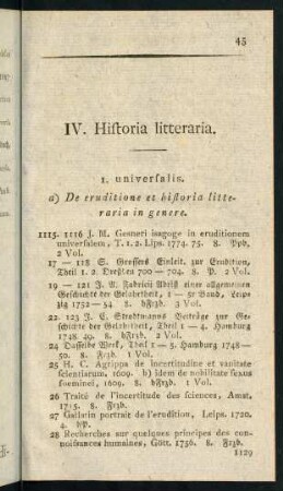 IV. Historia litteraria