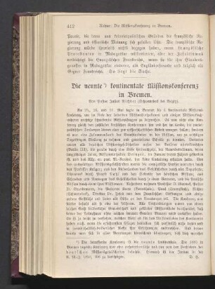 Die neunte kontinentale Missionskonferenz in Bremen