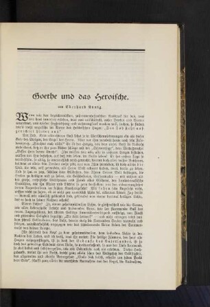 Goethe und das Heroische. Von Eberhard König.