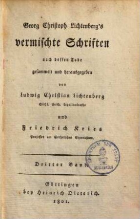 Georg Christian Lichtenberg's vermischte Schriften. 3