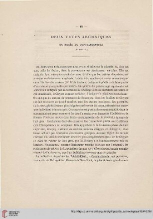 Deux têtes archaïques du Musée du Constantinople