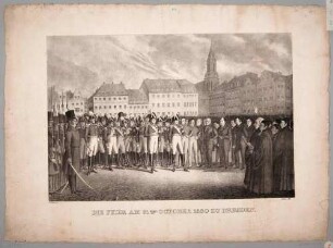 Der Bürgeraufstand in Dresden 1830: Dankfeier auf dem Altmarkt anlässlich der Wiederherstellung der Ruhe und der Einführung der Kommunalrepräsentanten am 31. Oktober