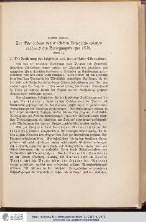 Die Eisenbahn des westlichen Kriegsschauplatzes während des Bewegungskrieges 1914