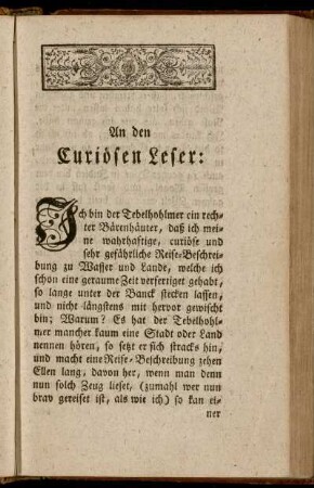 An den Curiösen Leser