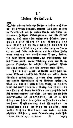 Ueber Pestalozzi