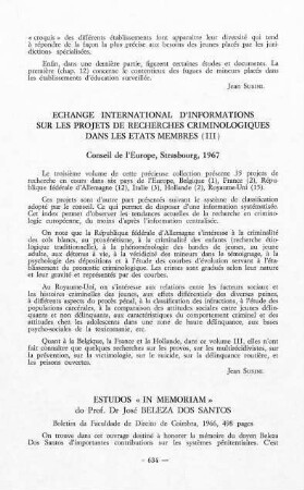 634-635, Estudos 'in Memoriam' de Prof. José Beleza dos Santos, Faculdade de Direito de Coimbra