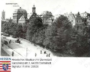 Darmstadt, Schloss / Ansicht mit Schlossgraben