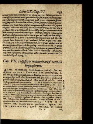 Cap. VII. Possessoris indemnitas & receptio Impensarum