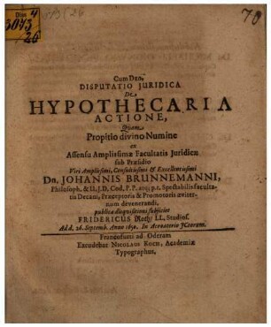 Disp. ... de hypothecaria actione