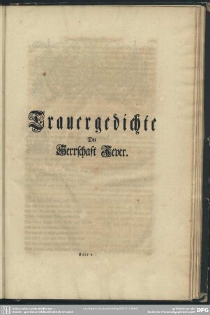 Trauergedichte Der Herrschaft Jever