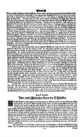 Das II. Capitel - Von unterschiedlichen Arten der Schläussen.