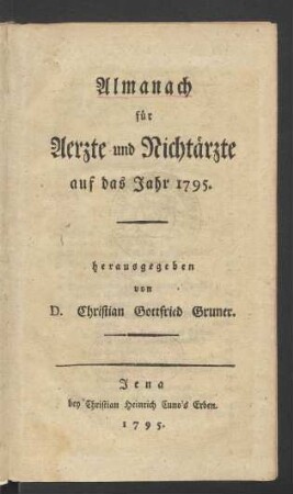 1795: Almanach für Aerzte und Nichtaerzte