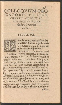 Colloquium Peccatoris Et Iesu Christi Crucifixi, F. Iacobo Gruytrodio ...
