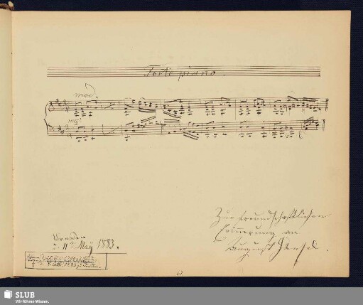 Hänsel, Carl August; 1883 [Noten- und Texteintrag]