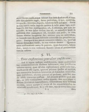 §. VI. Tenor constitutionis generaliter consideratur.