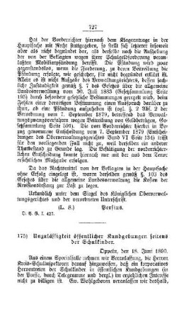 Unzulässigkeit öffentlicher Kundgebungen seitens der Schulkinder : [D. Oeffentliches Volksschulwesen]