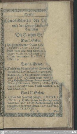 Concordantiae der P[salmen] mit den Heuptstücken [des] Catechism