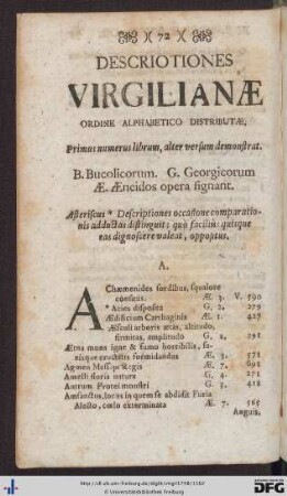 Descriptiones Virgilianae Ordine Alphabetico Distributae.