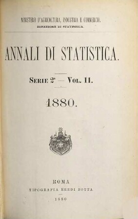 Annali di statistica. 11. 1880