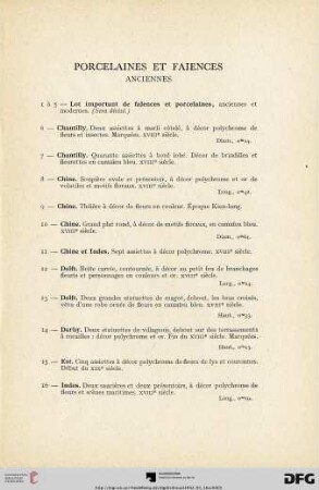 Porcelaines et faiences anciennes (Nr. 1-41)