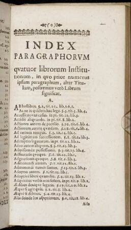 Index Paragraphorum [...]