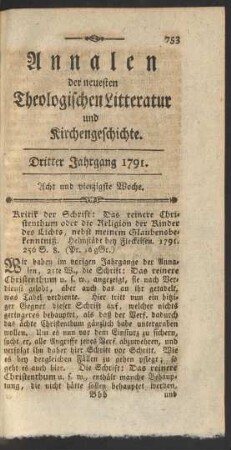 Acht und vierzigste Woche