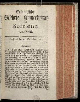 LII. Stück. Dienstags, den 25. December. 1787.