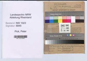 Entnazifizierung Peter Pick , geb. 20.07.1897 (Verw.Beamter)