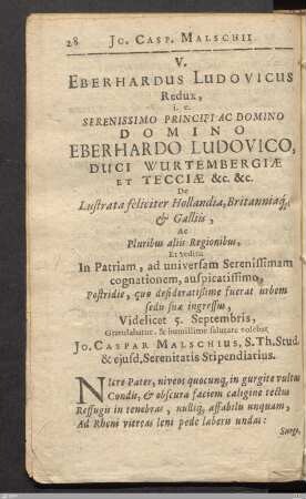 V. Eberhardus Ludovicus