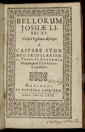 Bellorum Josuae Libri XV.