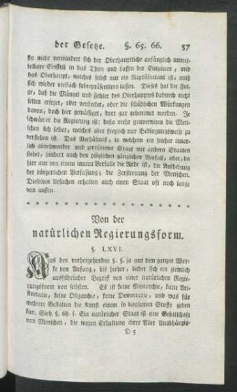 Von der natürlichen Regierungsform.